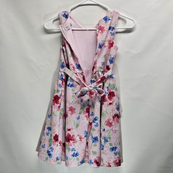 Girls Wonder Nation Pink Floral Dress Size 7 Sleeveless Belted Spring Style - Picture 7 of 12